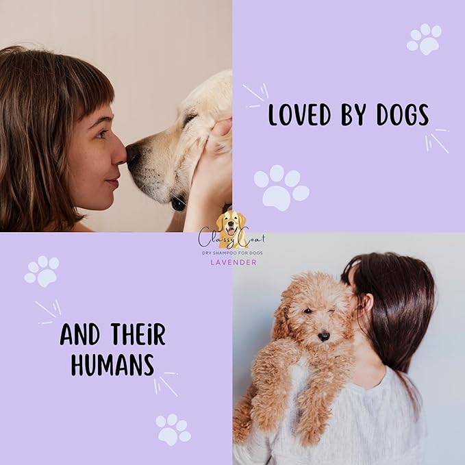 Dry Shampoo & Coat Deodorizer for Dogs (Lavender) | Waterless No-Rinse Squeeze Bottle Powder Formula | Calming Lavender Scent | Talc and Alcohol Free | Safe for Sensitive Skin | Made in USA