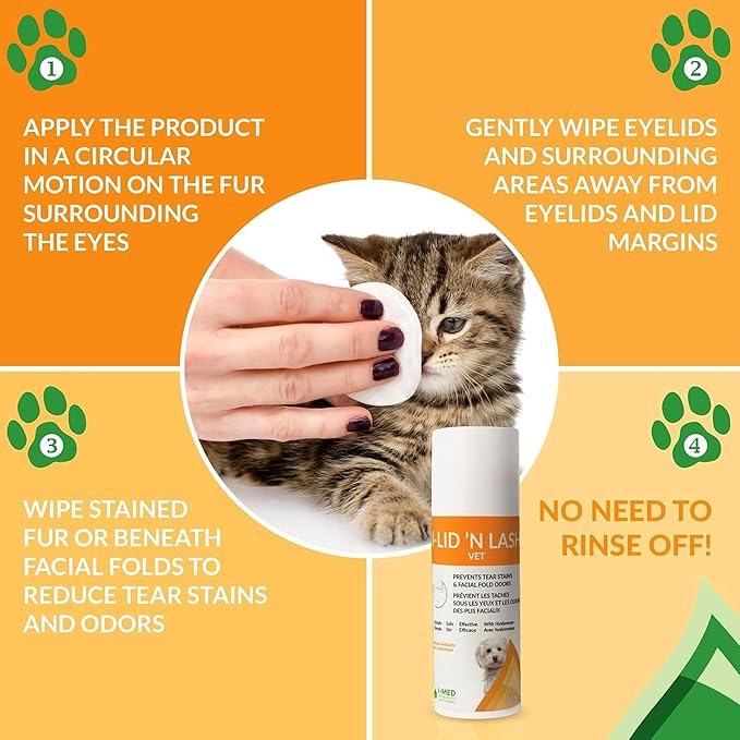 I-LID ’N LASH Vet Pump Pet Tear Stain Preventer for Dogs (50 ml) | Prevents Eye Tear Stains | Odor Eye Cleaner | Cats & Dogs Tear Stain Solution with Hyaluronic Acid | Non Antibiotic Eye Wash Solution