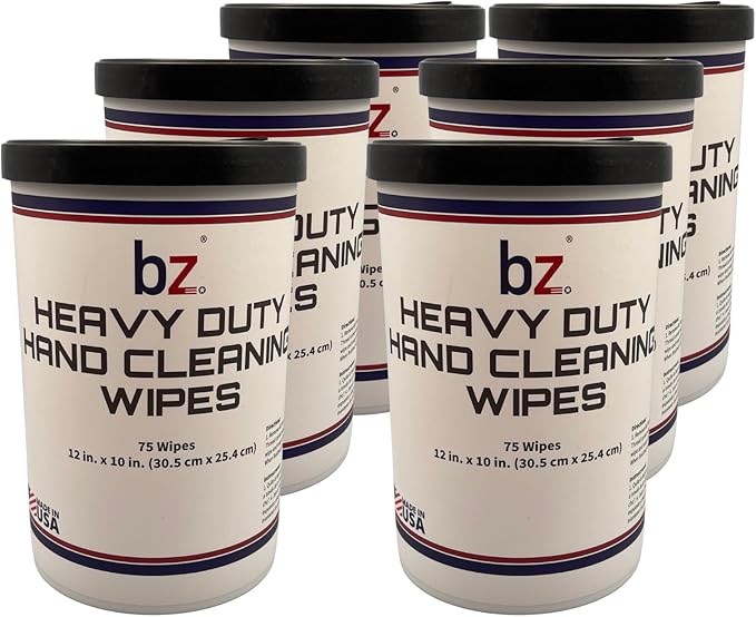 Heavy Duty Hand Cleaning Wipe, 10" x 12" Industrial Cleaning Wipes — 75 Count Hand & Tool Wipes — Dual-Textured Multi-Surface Cleaning Wipes- 6 Canisters