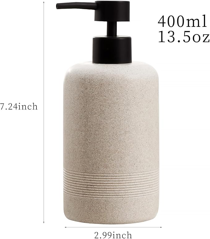 Soap Dispensers 400ML 13OZ, 2 PCS Hand Dish Lotion Shampoo Lotion Soap Dispenser Jar, Resin Premium Thick Soap Pump Bottles for Kitchen Bathroom Countertop (Beige)