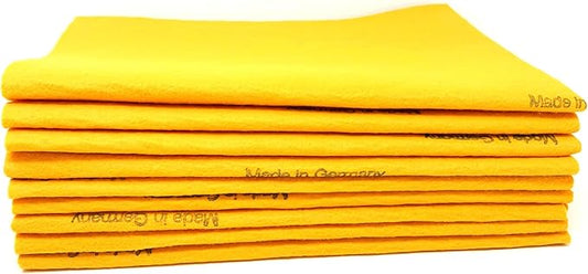 10 Pack Extra Large Original German Shammy Cloths Chamois Towels Absorbent 190g Super Shammy for Pets, Parenting Tool Cleaning for Home and Commercial Use Wholesale Bulk (Orange)