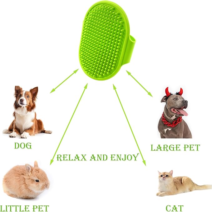 Quacc Dog Shampoo Brush Adjustable Handle Pet Grooming Bath Brush for Long Short Haired Dogs, Cats Shampooing Massaging