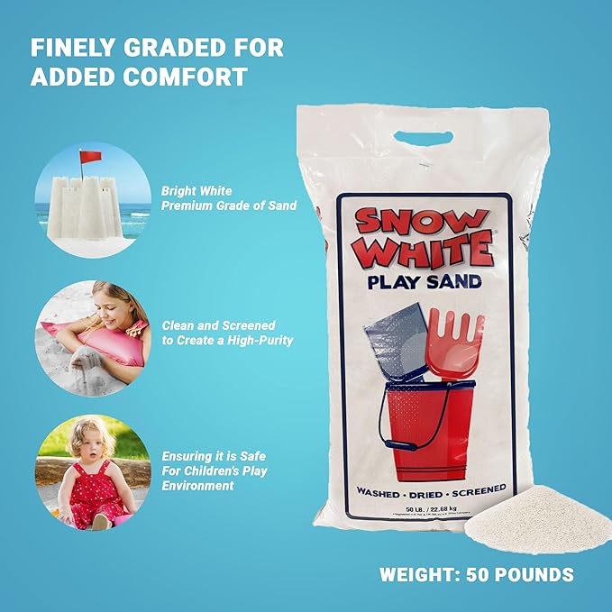2 Pack Large 50 Pound Play Sand, Finely Graded, Fully Washed and Easy to Use for Children's Art, Trays, and Sandbox
