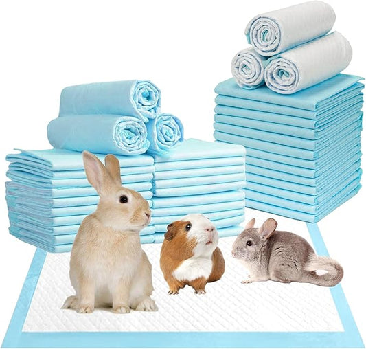 kathson Rabbit Pee Pads, 50Pcs-22" x22" Large Disposable Rabbit Diapers, Pet Toilet Training Pads, Super Absorbent Guinea Pig Disposable Diaper for Bunny, Hedgehogs, Hamsters, Chinchillas