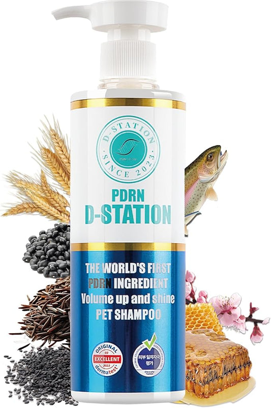PDRN Volume Up & Shine Pet Shampoo - Contains PDRN & Manuka Honey - Enhances Skin Health, Moisturizes, Relieves Itching, Prevents Odor, Enhances Volume, and Gives Coat Shine for Dogs and Cats. 10.1 oz