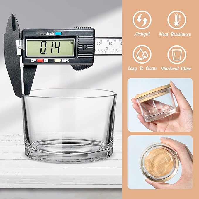 30 Pack 4oz Clear Candle Jars, Small Wide Mouth Glass Empty Jars with Bamboo Lids for Making Candle, Bulk Container