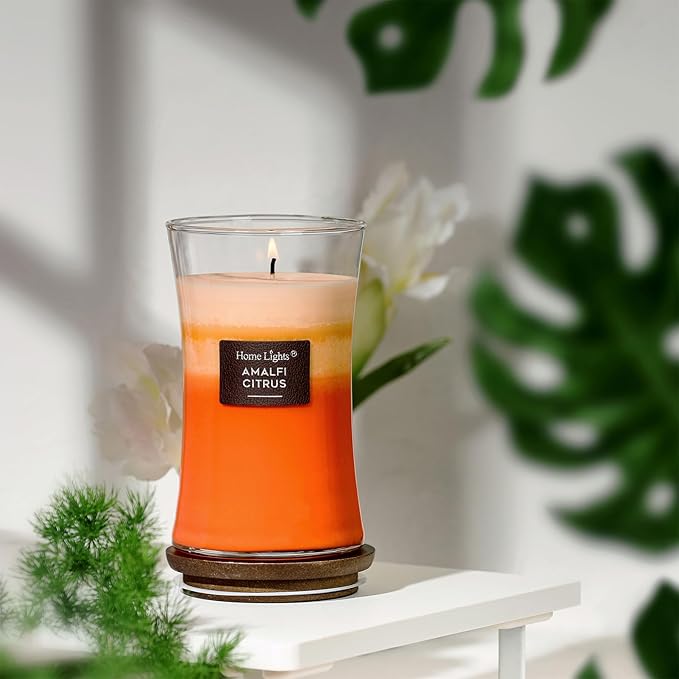 HomeLights 3-Layer Candles for Home Scented, 21.52 OZ Natural Soy Wax Scented Candles Burns Up to 100 Hours, Large Jar, Amalfi Citrus