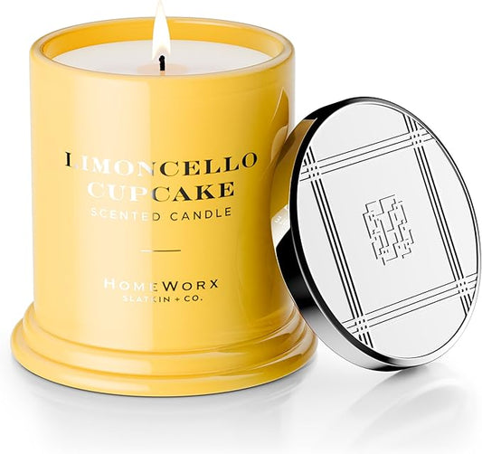 HomeWorx by SLATKIN + CO. Candle- Limoncello Cupcake, 8 oz. Premium Scented Candle - 25-35 Hours Burn Time