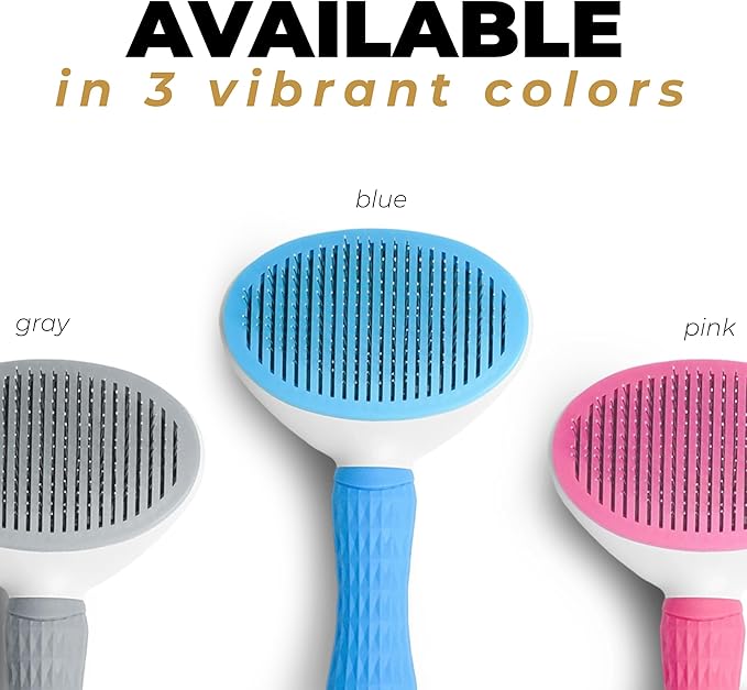 Dog & Cat Brush, Soft Self Cleaning Slicker Brush, Skin-Friendly Upgraded Dog Brush for Shedding, Massaging, and Grooming – Perfect for Long & Short Coats (Pink)