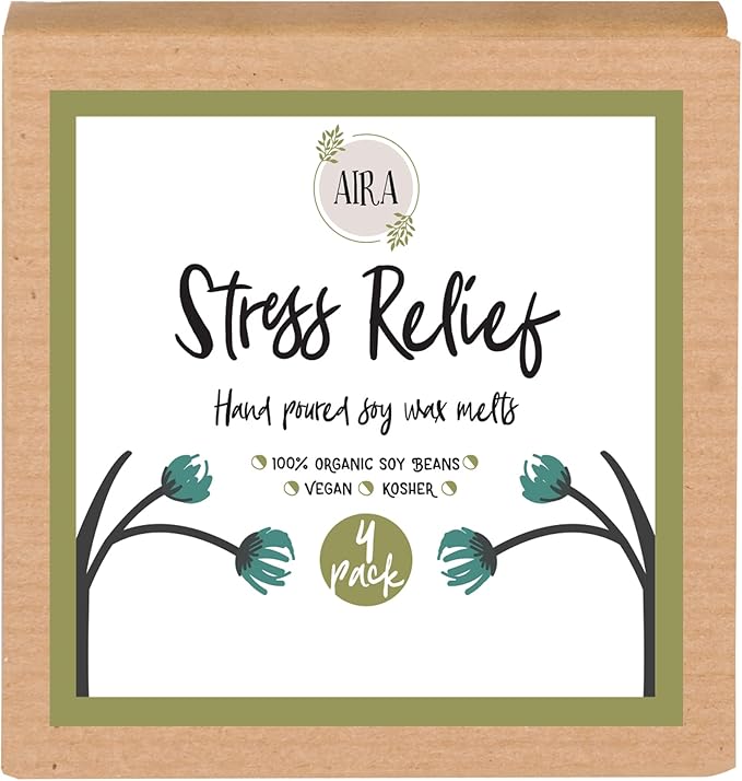 Aira Soy Wax Melt - Organic, Vegan, Kosher, Scented Soy Wax Cubes w/Essential Oil Blends - No Chemical 100% Soy Wax Melts for Electric/Tealight Melters - Hand-Poured Soy Tarts - Stress Relief -4 Pack