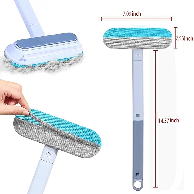 2 Pcs Pet Hair Removel Tool,4 in 1 Multifunctional Pet Dog and Cat Hair Removal Broom, Cleaning Brush for Furniture, Couch, Carpet, Clothes,Window, Reusable Washable