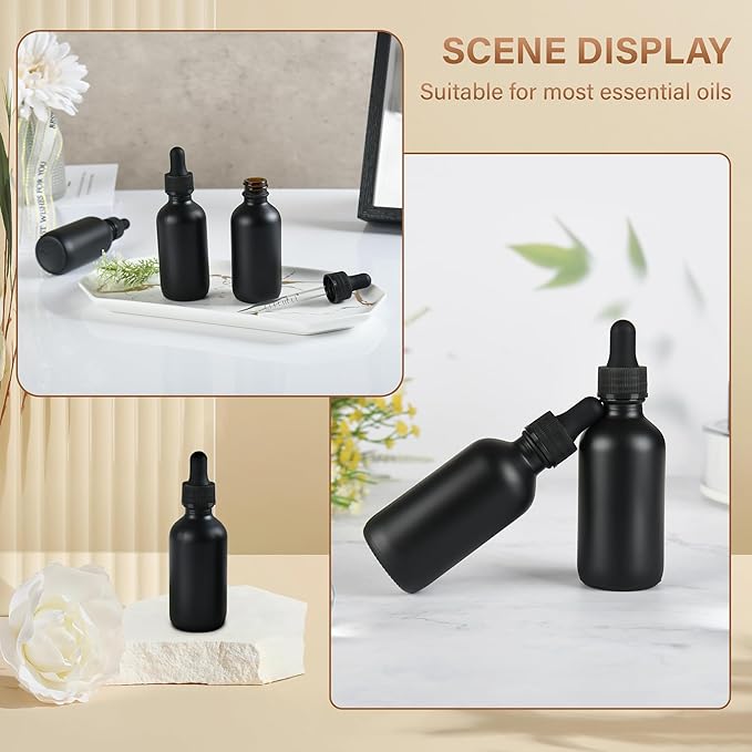 12 Pcs, 2oz Dropper Bottle, Black Glass Eye Dropper Bottle, Tincture Bottles with Dropper, Pretty Finish, Leak-Proof Design, Stronger Suction for All Kinds of Mixed Liquids