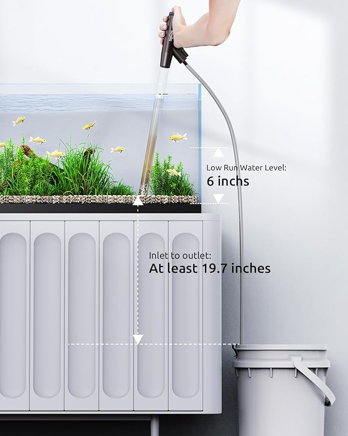 Aquarium Vacuum Gravel Cleaner Adjustable, Aquariums Siphon Fish Tank Cleaner, Manual Python Water Changer with Air Push Button, Fishtank Vacuums Cleaning Kit for Suck Manure Wash Sand