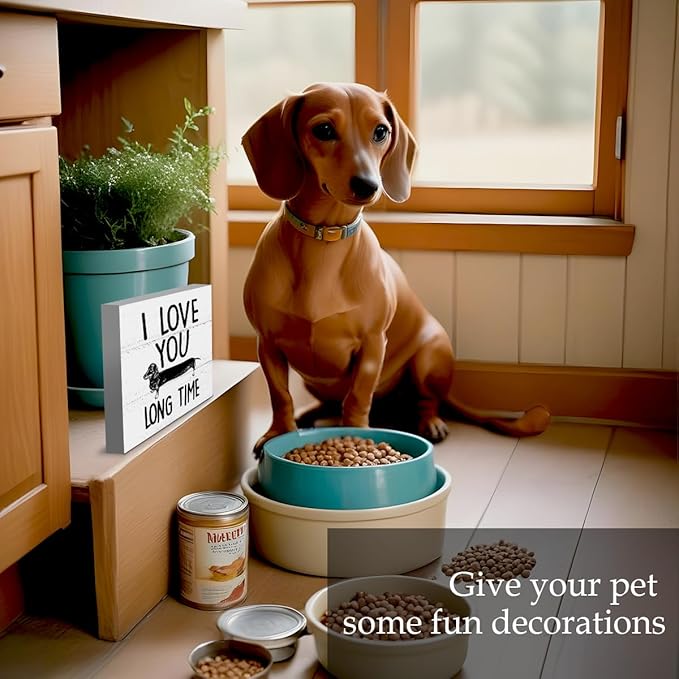 Funny Dachshund Decor, Dog Lovers Gift, Dachshund Gifts for Women, Wood Box Sign Block for Home, 5 x 5 Inch