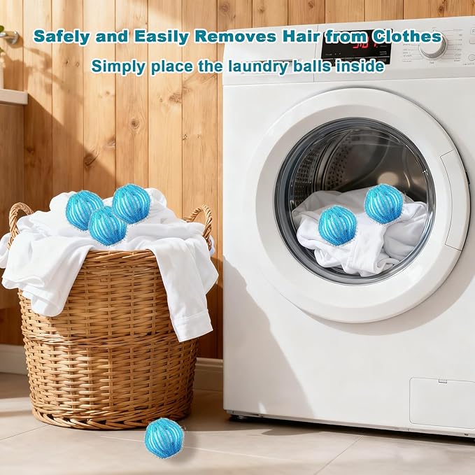 Upgrade 12 PCS Pet Hair Remover for Laundry, Reusable Dog & Cat Hair Catcher for Washer & Dryer, Removes Fur & Lint from Clothes & Bedding, Won’t Damage Fabrics (Blue)