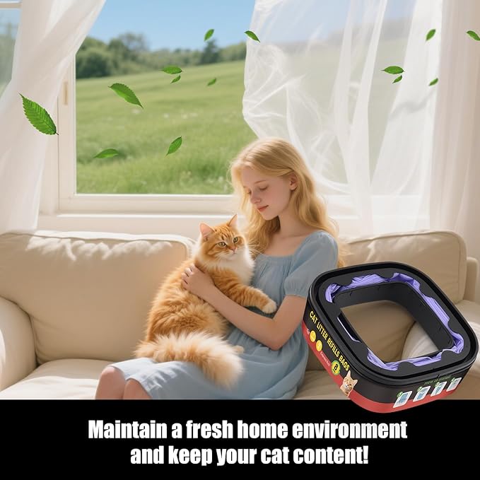 12 Pack Cat Litter Refill Bags Compatible with Litter Cat Genie Standard,Plus,XL,Odor Control Pails