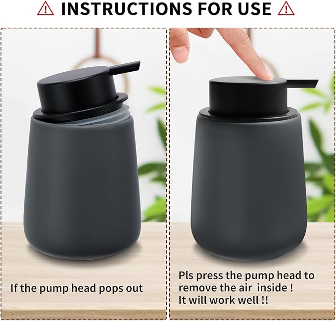 Soap Foaming Dispenser Ceramic with Easy-to-Press Pump Hand Foam Dispenser for Shampoo Bathroom Kitchen 12 oz