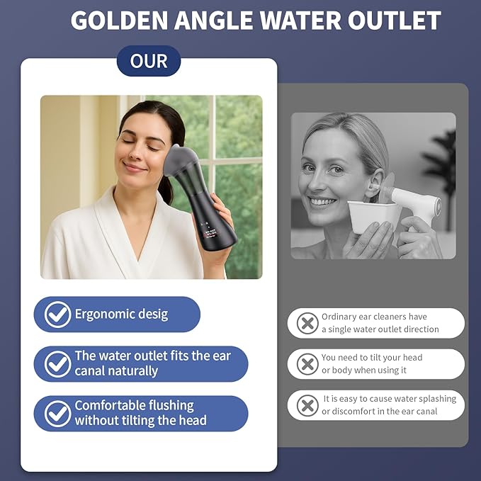 Upgraded Ear Wax Removal Kit, 4-Mode Electric Ear Cleaner - IPX7 Waterproof, Earwax Cleaning Kit with Water Temperature Sensor, 2in1 Waste Tank Design for Home Use