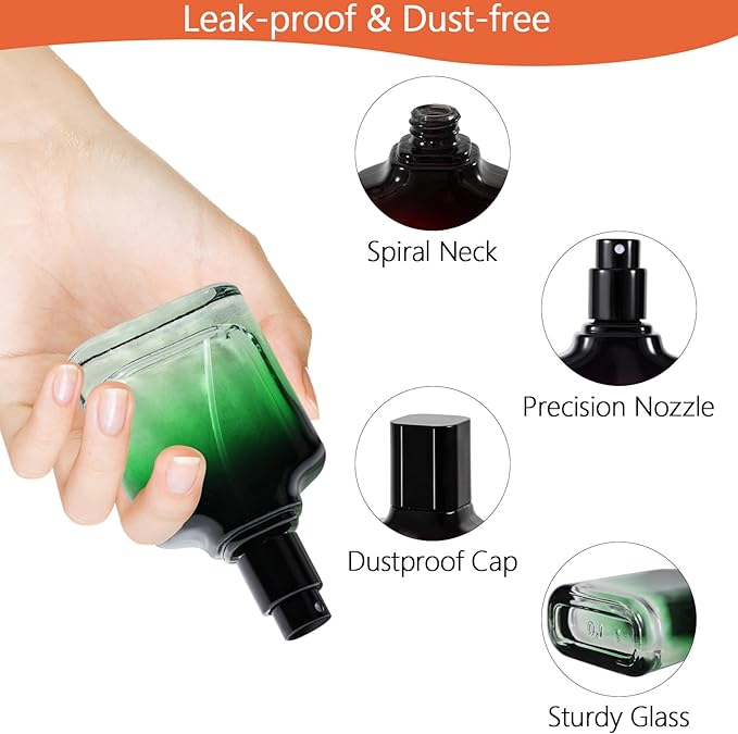 Perfume Bottles Empty Glass Atomizer Sprayer, 3 Pack 30ml Refillable Travel Spray Bottle for Fragranc or Essential Oil, Portable Cologne Atomizers with Dispensing Kit for Handbag, Date