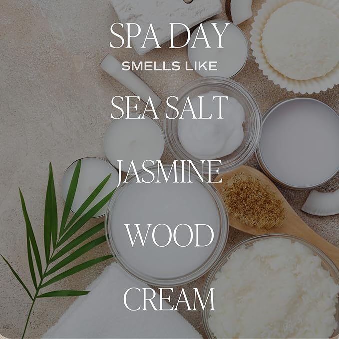 Sweet Water Decor Spa Day Patterned Candle – Soy Candles with Sea Salt, Jasmine, Wood, Cream Aroma– 40 Hour Burn – 9oz Clear Glass Jar – Ideal for Valentines Presents or Any Special Occasion