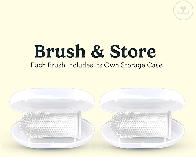 Jasper Dog Toothbrush, 360 Degree Dog Tooth Brushing Kit, Cat Toothbrush, Canine Dental Care & Teeth Cleaning Kit, Pet Finger Tooth Brush, Use with Pet Toothpaste, 2-Pack Clear