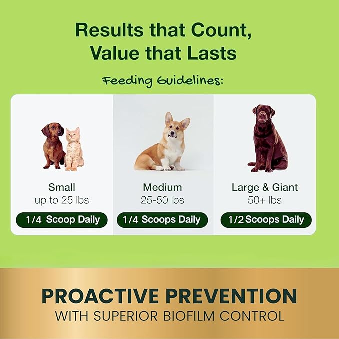 Dog Teeth Cleaning Powder, Dog Dental Powder and Cats Breath Freshener, Plaque Off Pet Tooth Cleaning lab co, Bad Breath & Tartar Remover for Dogs, Dog Teeth Cleaning with Enzymes 120 Day Supply, 120g