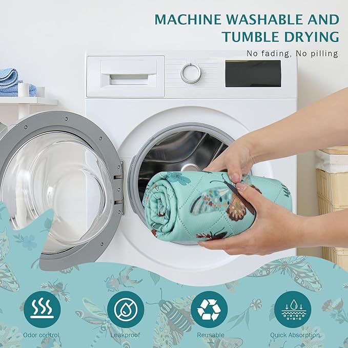 IEUUMLER Washable Pee Pads for Dogs, 2 Pack Insect Pattern Reusable Waterproof Puppy Potty Pads, Non-Slip Absorbent Pet Training Pads for Playpen Crate Bed EU014