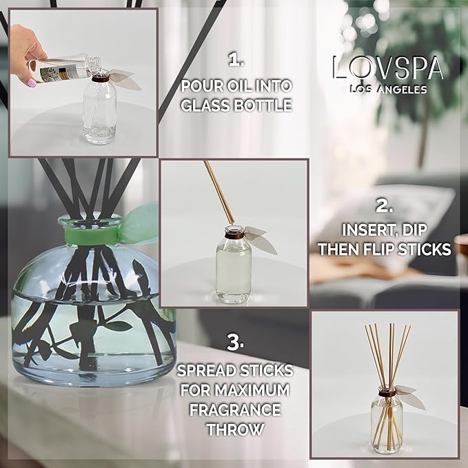 LOVSPA DE-Stress Lavender Eucalyptus Diffuser Oil - Luxury Essential Oils for Diffuser Refill & Air Freshener Room Spray - Long-Lasting Home Fragrance, Scented Oil for Diffusers, USA Made, 4oz