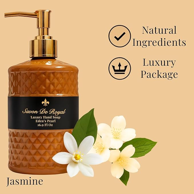 Luxury Pack of 3 Liquid Hand Soap, Jasmine/Musk Vanilla/Vanilla Orange Bathroom Soap Hand Wash Refillable Bottle Gift 50.7 Fl Oz