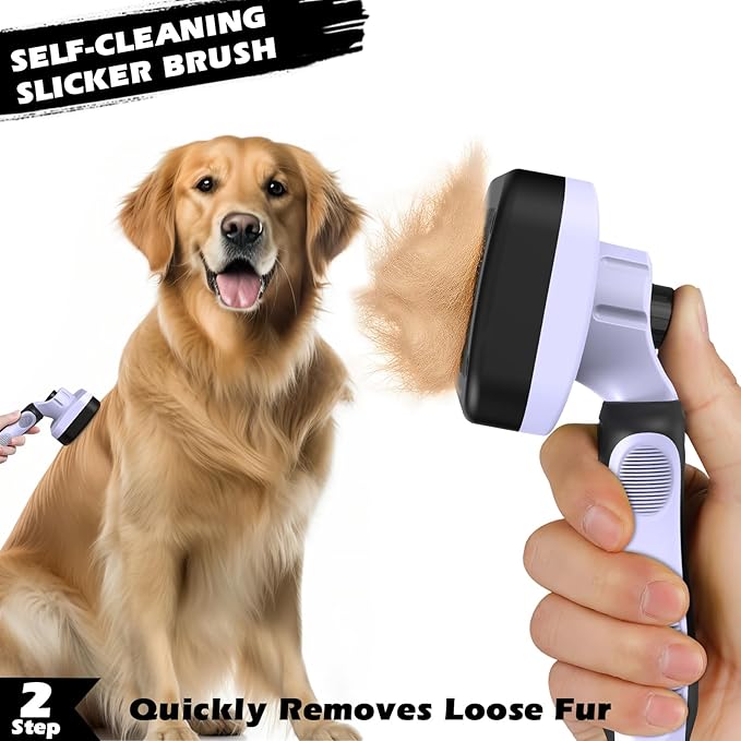 3PCS Self Cleaning Slicker Brush & Pet Grooming Rake & Bath Brush for Dogs,Cats and Horses | Double-Sided Dematting Comb & Skin Friendly Deshedding Grooming Tool | Pet Supplies(Light Purple Black)