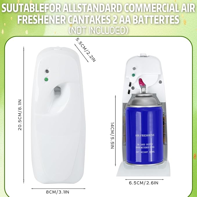 Automatic Air Freshener Spray Dispenser Home indoor Wall Mounted Automatic Spray Dispenser Air Freshener Spray, Commercial and Home Use, Bathroom, Hotel, Office and Public Area (White, 6 Pcs)