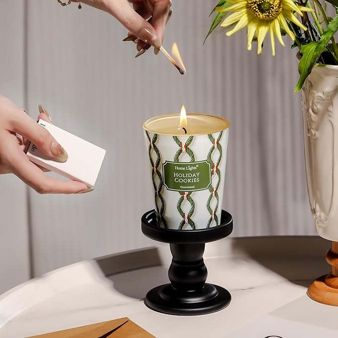 HomeLights 1-Wick Candles for Home Scented - 6.7oz Soy Wax Blend Candle Long-Lasting Fragrance, Rustic Modern Home Decor and Housewarming Gifts, Holiday Cookies