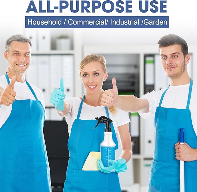 10 Pack Spray Bottles 16 oz Empty Water Spray Bottles for Cleaning Heavy Duty Refillable Squirt ‌Container with Measurements Adjustable Nozzle for Household(Black,Stylish Style)