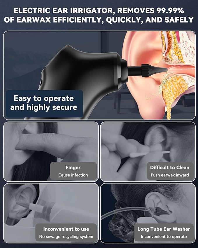 Ear Wax Removal - Electric Ear Wax Removal Kit - Ear Cleaner with 4 Cleaning Modes for Safe and efficient Removal of Earwax buildup, Suitable for Both Adults and Children
