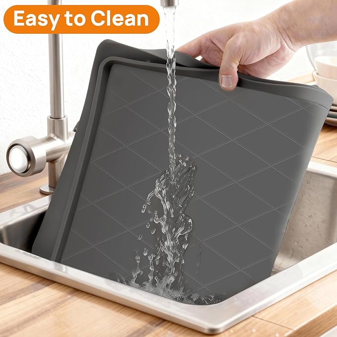 34" x 22" Silicone Under Sink Mat Thickened Kitchen Mat Shelf Liner Cabinet Protector Leakproof Under Sink Pad Waterproof Counter Protector