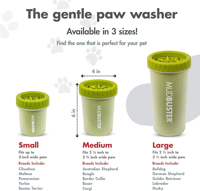 Dexas MudBuster Portable Dog Paw Cleaner, Medium, Green, PW710383