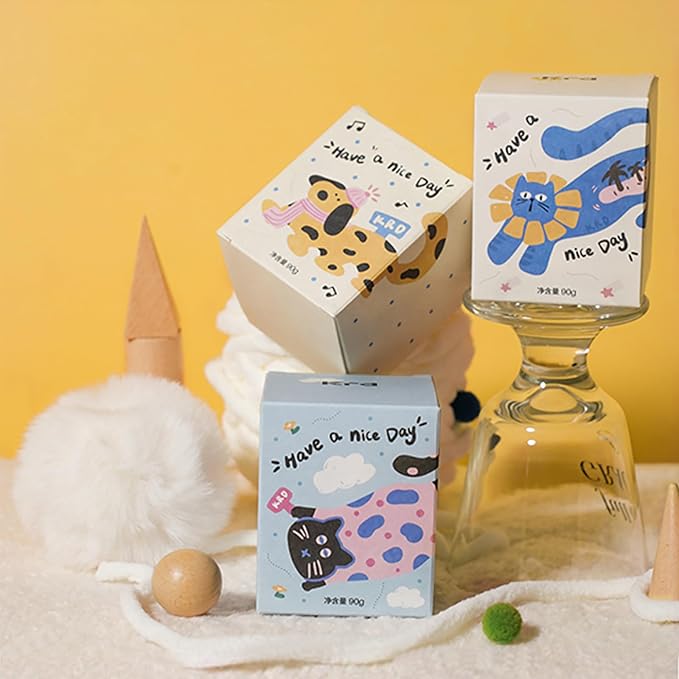 KRD Pet Lover's Gift Set, 3 Ceramic Jar Candles & Scented Sachet, 3.2oz 20H Burn, Coconut Soy Wax for Home Decor & Christmas Gift