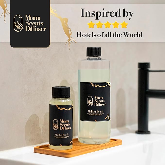 Malibu Beach Scent Inspired by Four Seasons Hotel 4 Fl Oz - 120 ml Essential Oils Aroma for Home Office Diffuser Luxury Fragance Refill Aromatherapy Fresh Blend of Bergamot, Sweet Musk and Sandalwood.