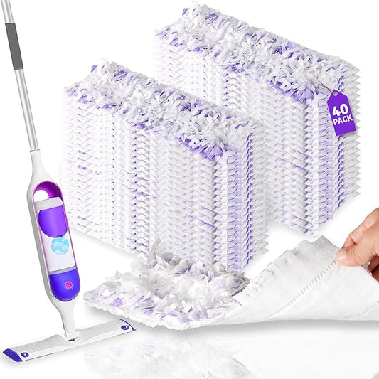 40 Pack Power Mop Pads Refills for Swiffer Power Mop | Heavy-Duty, Disposable Replacement Pads for Floor Cleaning, Multi-Surface & Wood Mopping Pad Refills (Unscented)