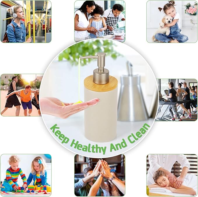 Ceramic Soap Dispenser Hand Soap Dispenser Refillable Liquid Great for Kitchen and Bathroom Decorative 2 Pack (Grey)