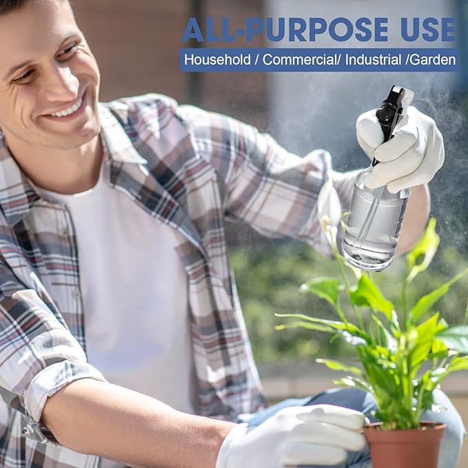 10 Pack Spray Bottles 16 oz Empty Water Spray Bottles for Cleaning Heavy Duty Refillable Squirt ‌container with Measurements Adjustable Nozzle for Household (Black and White,Clear Style)