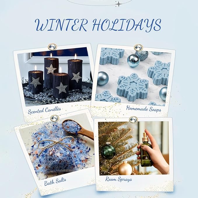 Winter Fragrance Oils, AVEOIRA Essential Oils Gift Set for Diffuser, Candle, Soap Making Scented Oils, Cinnamon, Gingerbread, Christmas Tree, Spiced Cider, Candy Cane, Cranberry Orange