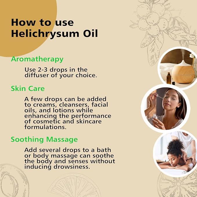 Helichrysum Essential Oil, 100% Pure Undiluted Helichrysum Oil for Aromatherapy Beauty & Home Care- 30ml/1 oz
