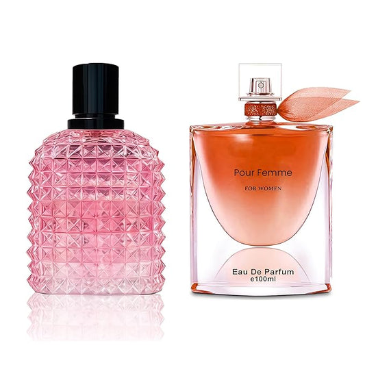 Women's Perfume Set - 2 Pack Eau de Parfum Spray 3.4 Oz Each | Floral Jasmine & Sweet Vanilla with Bergamot & Woody Notes | Long Lasting Original Scent Gift Set for Women (MilaWR&Mon Amour)