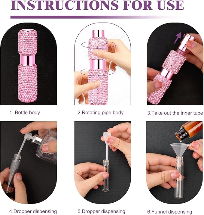 Portable 8ML Perfume Travel Refillable Bottle, Travel Size Perfume Refill Atomizer Bottle,Mini Spray Bottle Empty for Refill