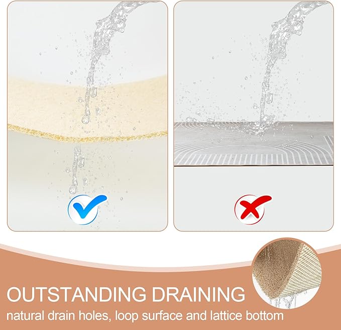 joyhalo Anti Slip Shower Mats, 24'' x 24'' Non Slip Bath Mat for Inside Shower, Bath Tub Mats, PVC Loofah, Beige