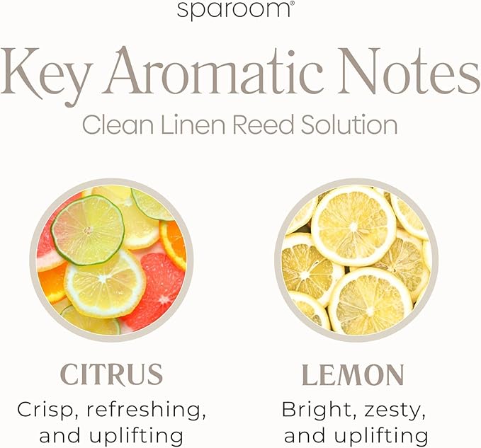 SpaRoom Reed Diffuser Oil Refill – Clean Linen Scent, 8oz Crisp and Refreshing Blend with Lemon Accents, Light and Airy Aroma for Bathroom, Bedroom, or Living Room, Long Lasting Fresh Scent