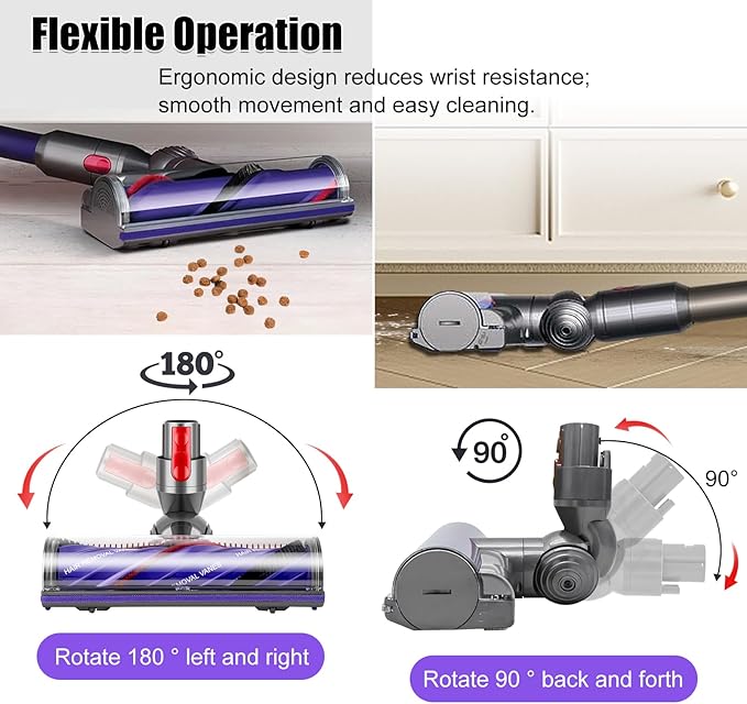Upgrade Anti-Tangle Quick-Release Motorhead for Dyson V7 V8 V10 V11 V15 SV10 SV11 SV12 SV14 Vacuum Cleaner Replacement Direct Drive Cleaner Brush Head Replacement Parts for Hard Wood and Carpets