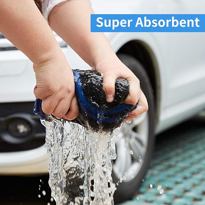 Microfiber Car Cleaning Cloths,1200 GSM Ultra Thick Microfiber Towels for Cars, Soft Car Drying Towel for Washing, Polishing and Auto Detailing 16'' x 16'' (3 Pack)