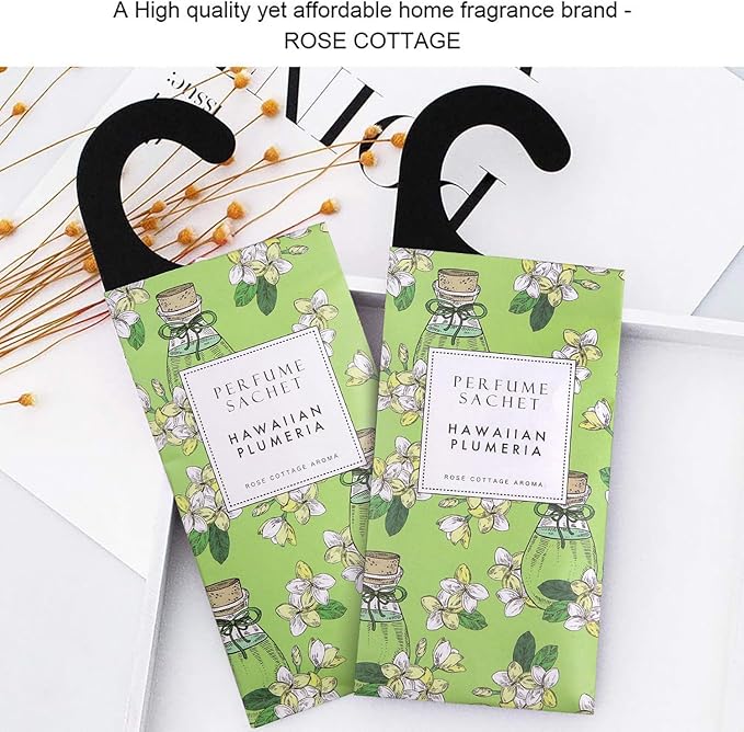 ROSE COTTAGE Large 12 Packs Hawaiian Plumeria Hanging Closet Air Freshener Scented Sachets Long Lasting Smell Goods